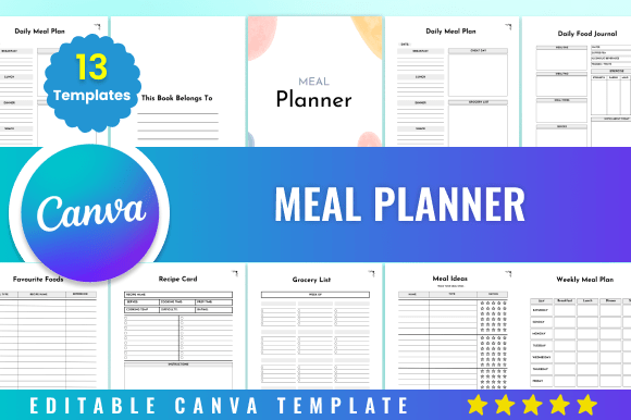Editable Meal Planner KDP Canva