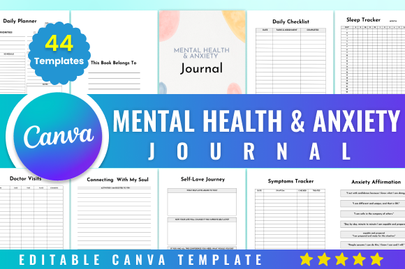 Editable Mental Health & Anxiety Journal Graphic by BoudaTemplate ...