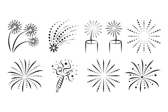 Fireworks, Firecrackers, Confetti Set
