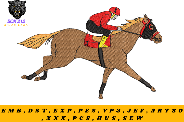 Race Horse Embroidery Design