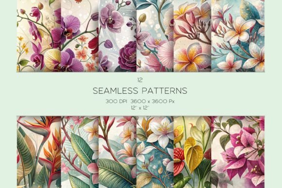 Tropical Floral Seamless Paper Set