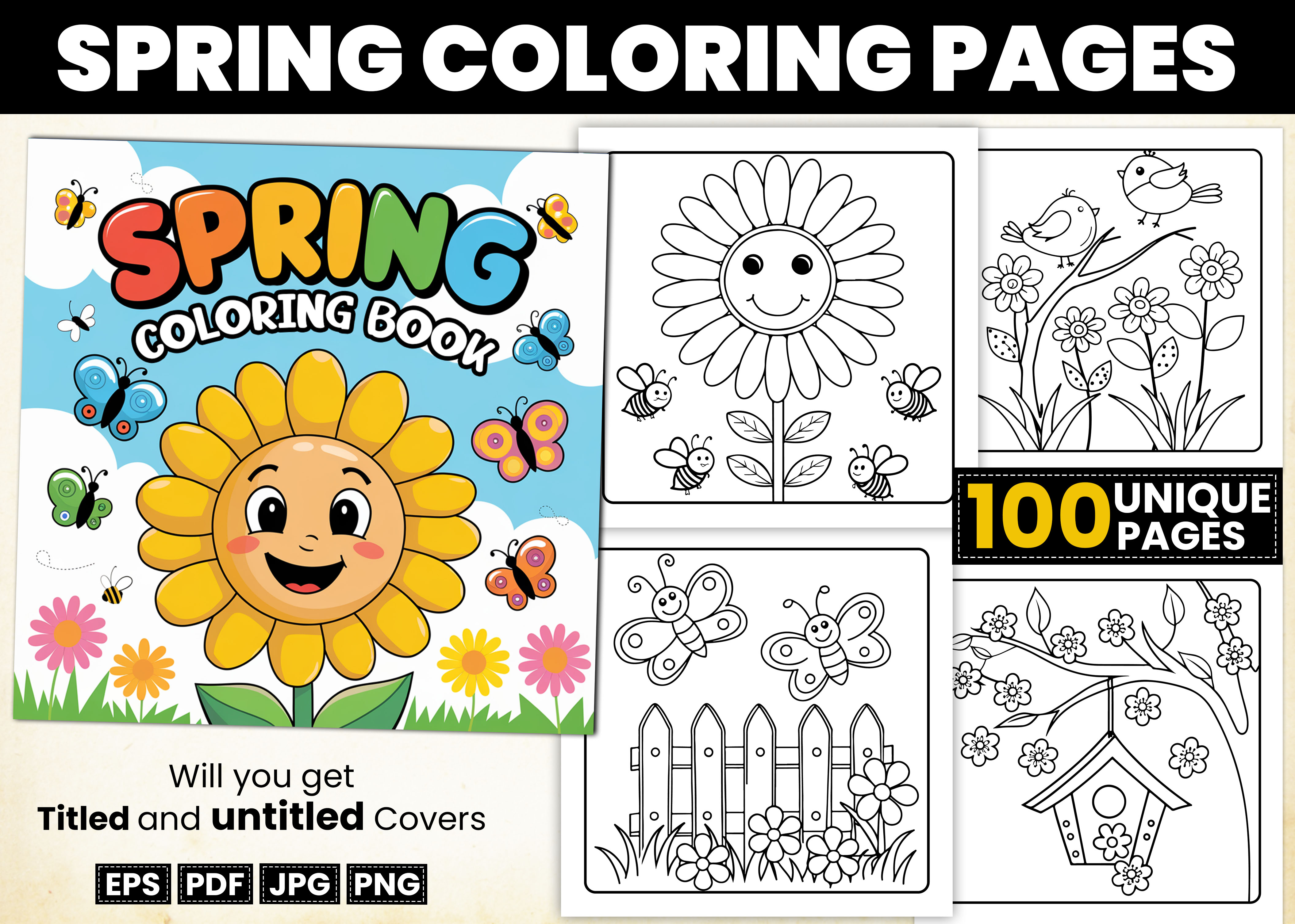 Bold and Easy Spring Coloring Book Pages