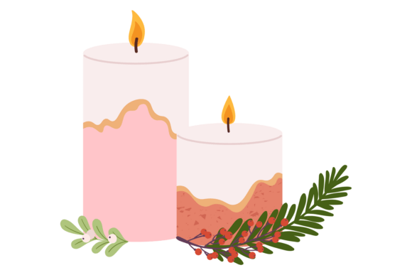 Burning Christmas Candles Light Cozy Wi Graphics