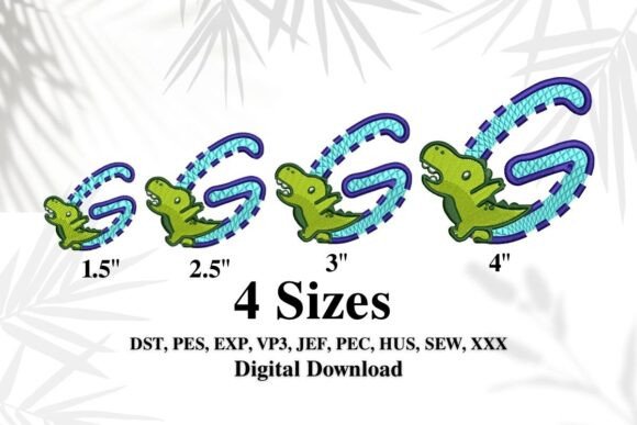 Cute Dinosaur Embroidery Alphabet "G"