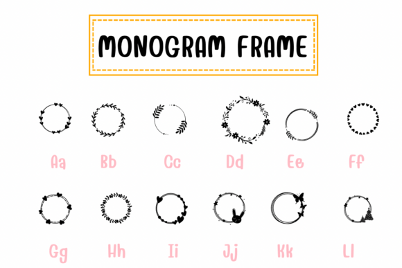 Monogram Frame Font PNG with transparent background - Preview 3