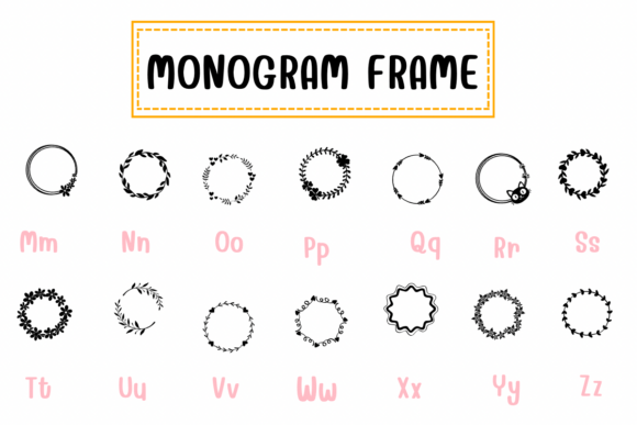 Monogram Frame Font PNG with transparent background - Preview 4