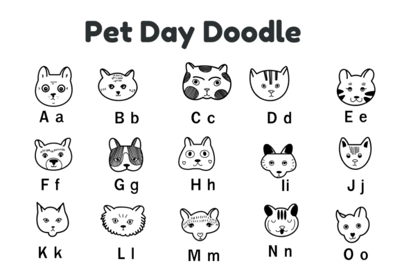 Pet Day Doodle Font PNG with transparent background - Preview 4