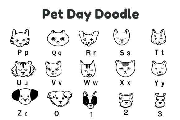 Pet Day Doodle Font PNG with transparent background - Preview 5