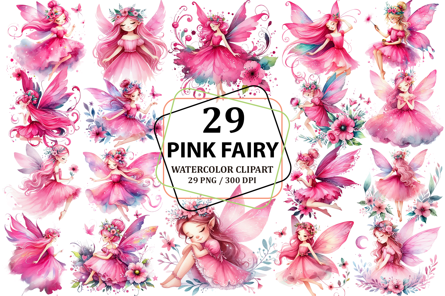 Pink Fairy Clipart Sublimation PNG Graphic by Pixelique · Creative Fabrica