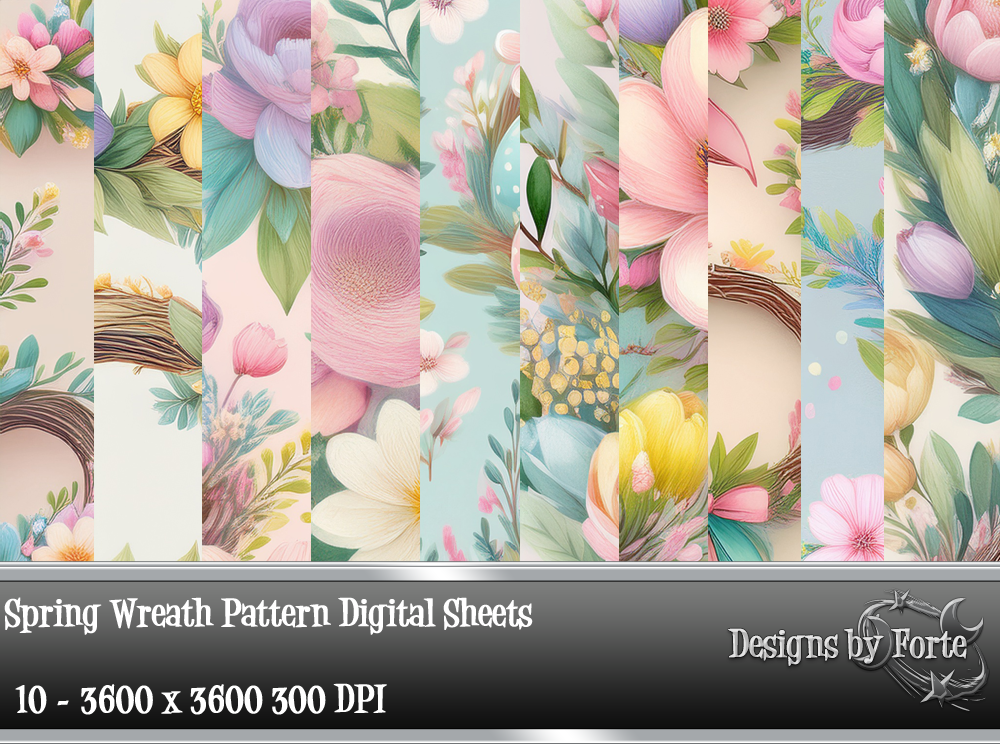 Spring Wreath Pattern Digital Sheets Graphic by Heidi Vargas-Smith ...