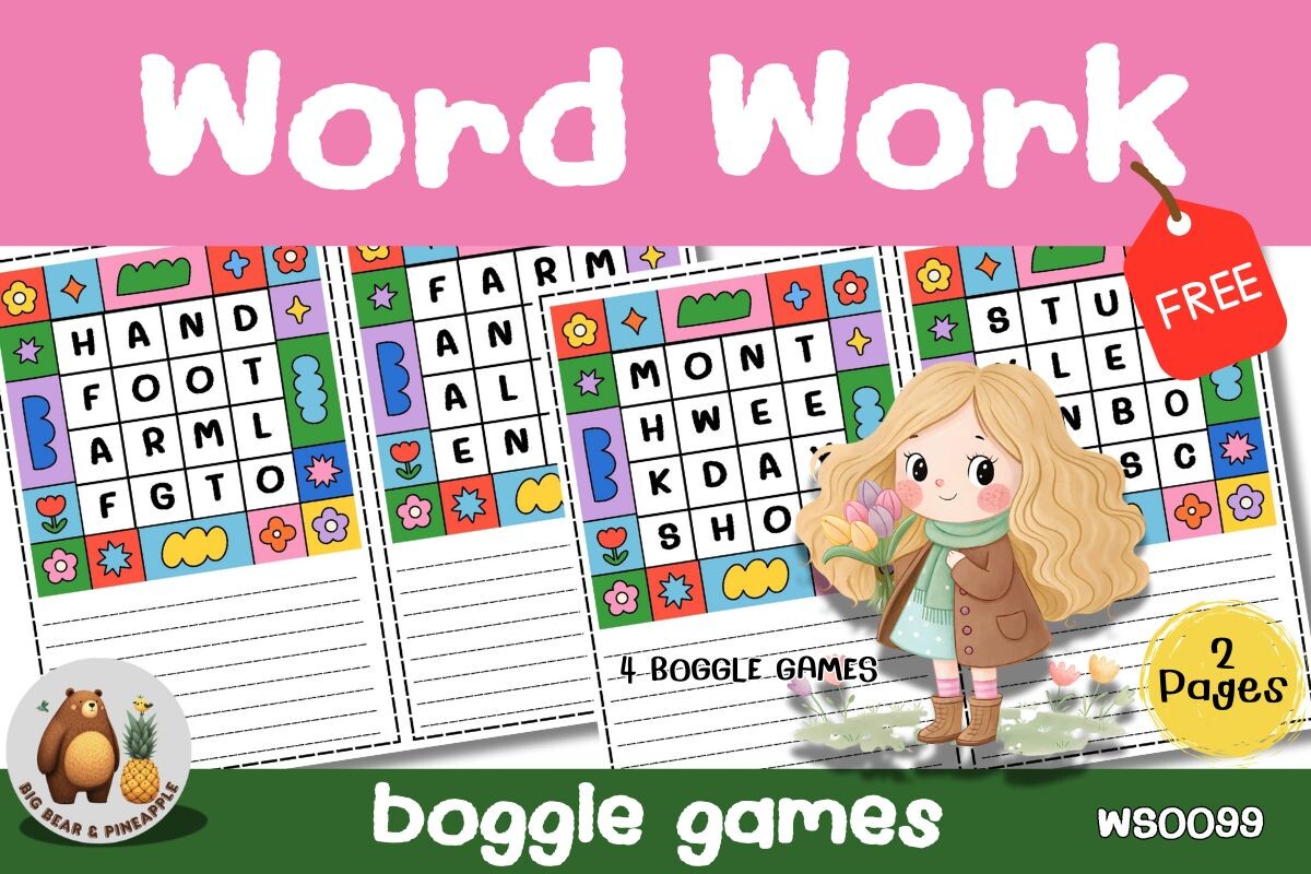 Word Work Boggle Games Graphic by METINEE ART WORK · Creative Fabrica