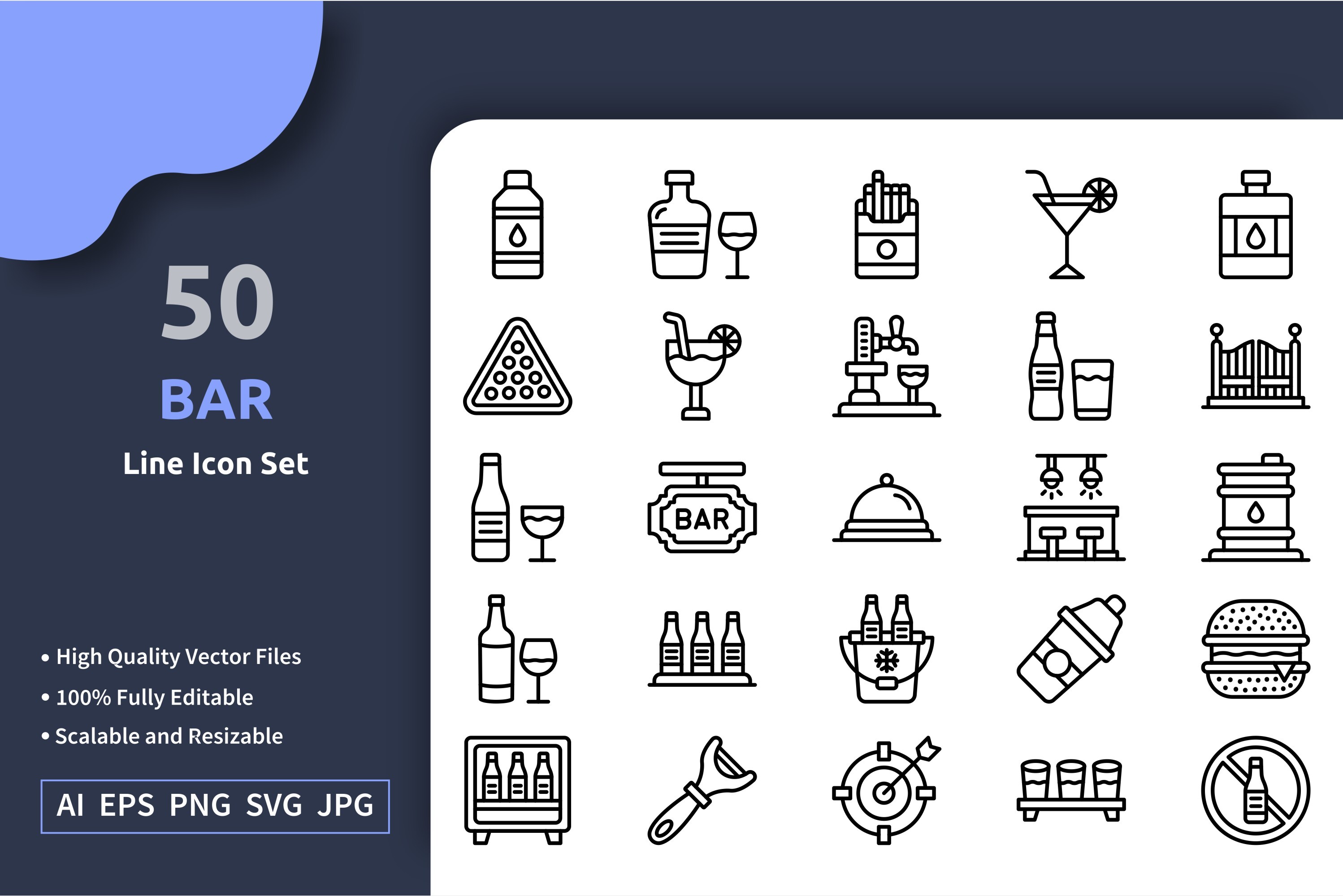 50 Vector Bar Line Icon Set Graphic by Graphixs Art · Creative Fabrica