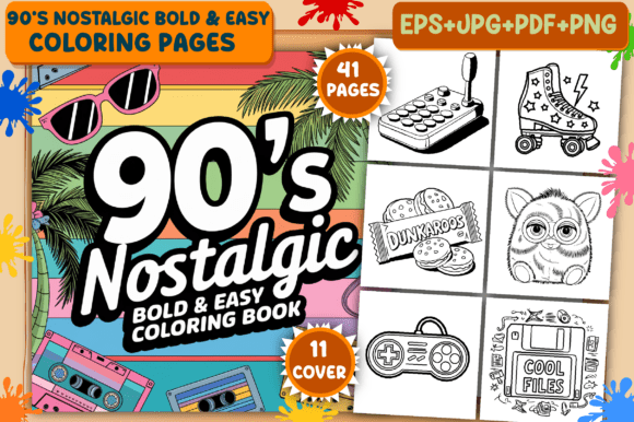 90’s Nostalgic Bold & Easy Coloring Book