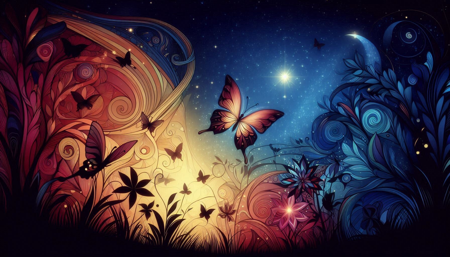 Abstract Butterfly Art in a Magical Scen Graphic by clipartguru ...