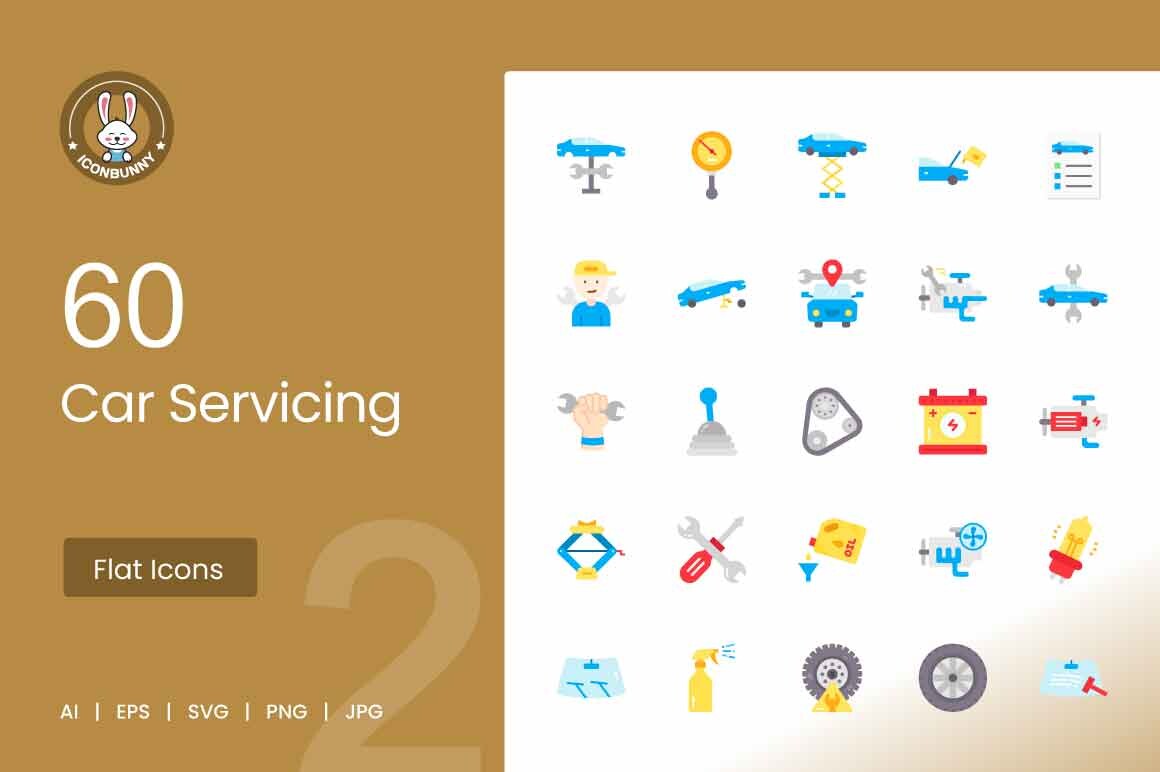 Car Servicing Flat Multicolor Icons Graphic by IconBunny · Creative Fabrica