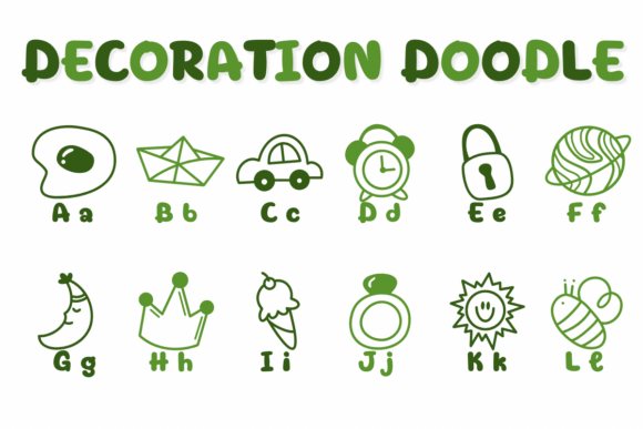 Decoration Doodle Font PNG with transparent background - Preview 1