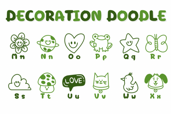 Decoration Doodle Font PNG with transparent background - Preview 2
