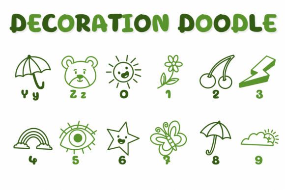Decoration Doodle Font PNG with transparent background - Preview 3