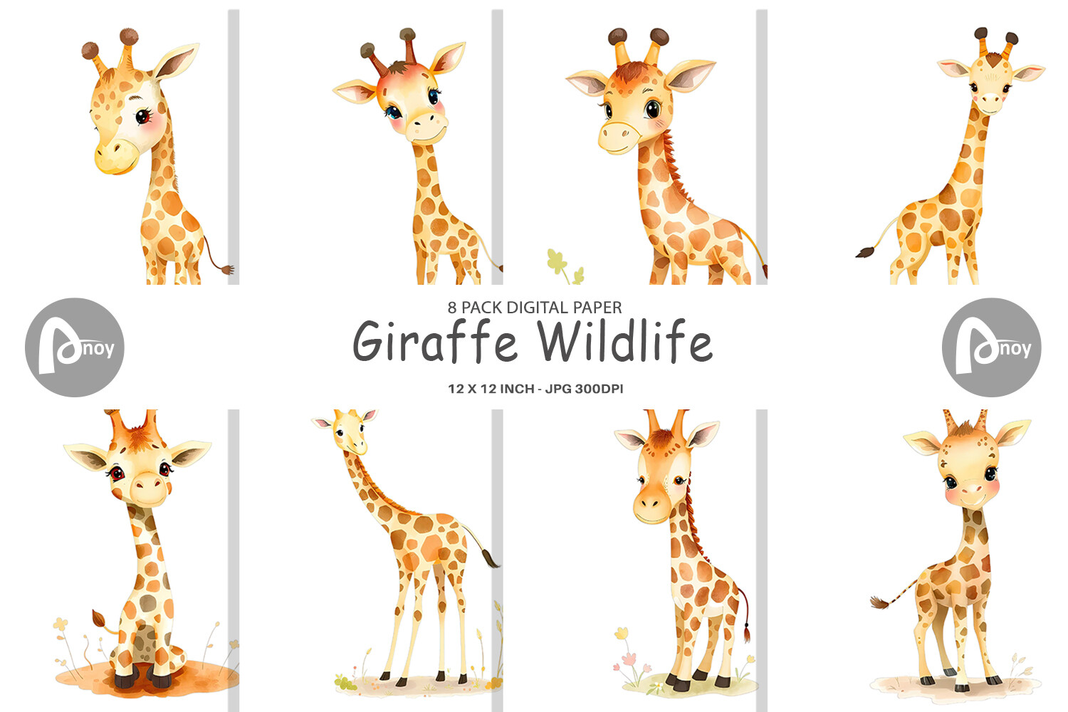 Digital Paper Giraffe Wildlife Graphic by Artnoy · Creative Fabrica