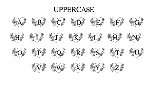 Flower Heart Monogram Font PNG with transparent background - Preview 1