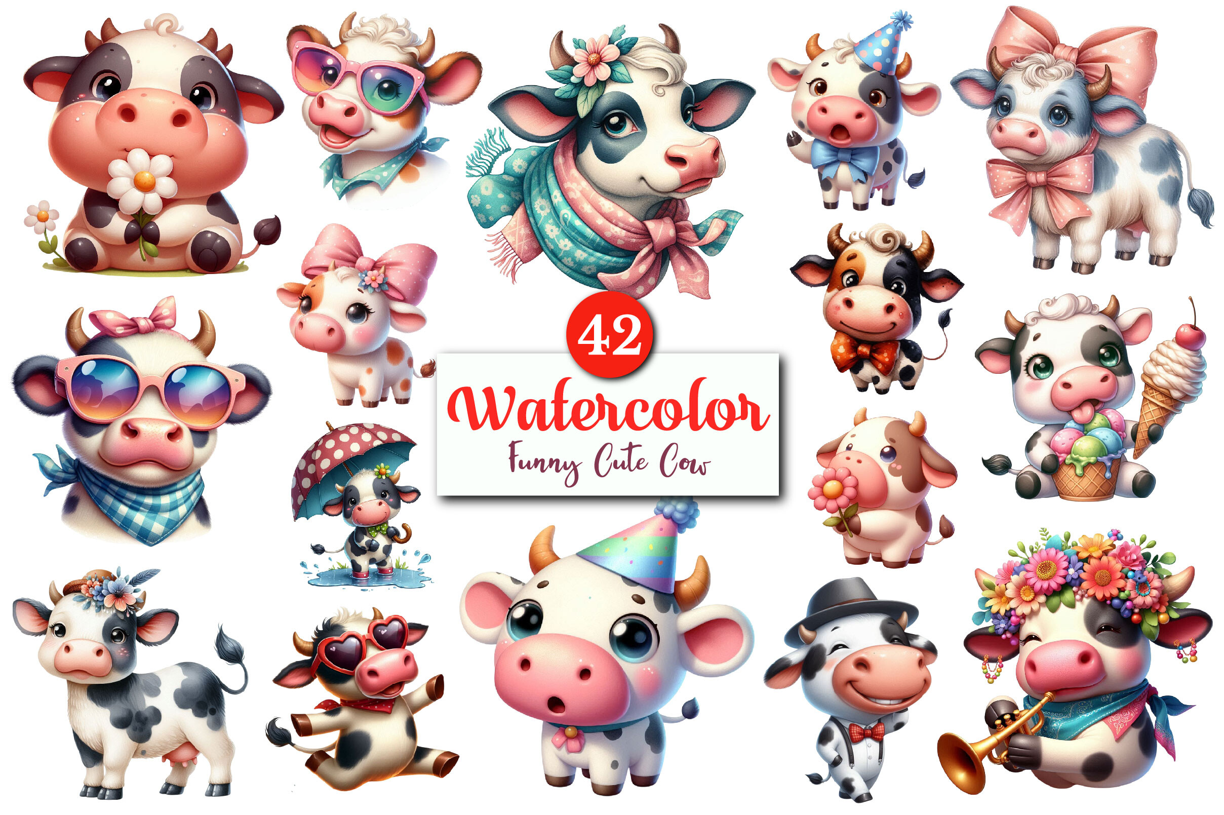 Funny Cute Cow Sublimation Clipart Graphic by CitraGraphics · Creative ...