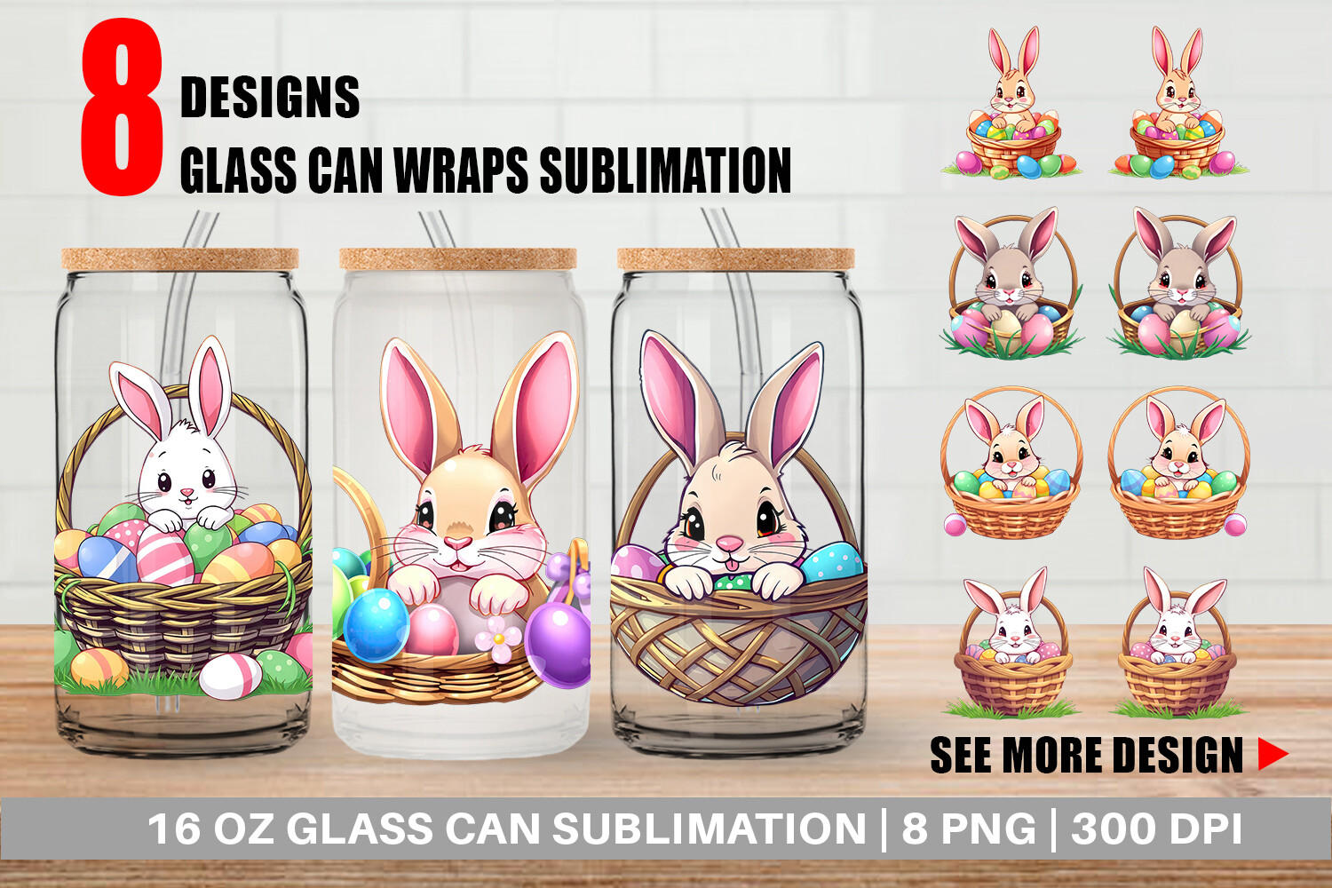 Glass Can Easter Rabbit Graphic by Artnoy · Creative Fabrica