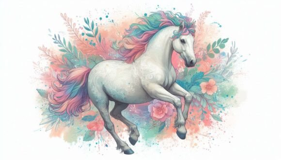 Pastel Horse Running in Dreamy Color Spl