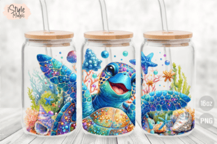 Sea Turtle Summer 16oz Glass Wrap PNG Graphic by iStyleMagic · Creative ...