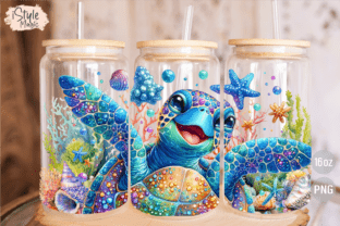 Sea Turtle Summer 16oz Glass Wrap PNG Graphic by iStyleMagic · Creative ...
