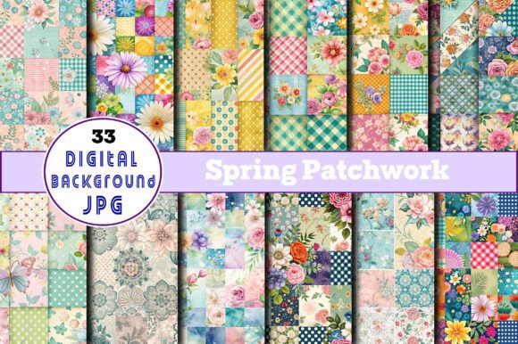 Spring Patchwork Seamless Digital Paper