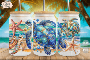 Summer Sea Turtle 16oz Glass Wrap PNG Graphic by iStyleMagic · Creative ...