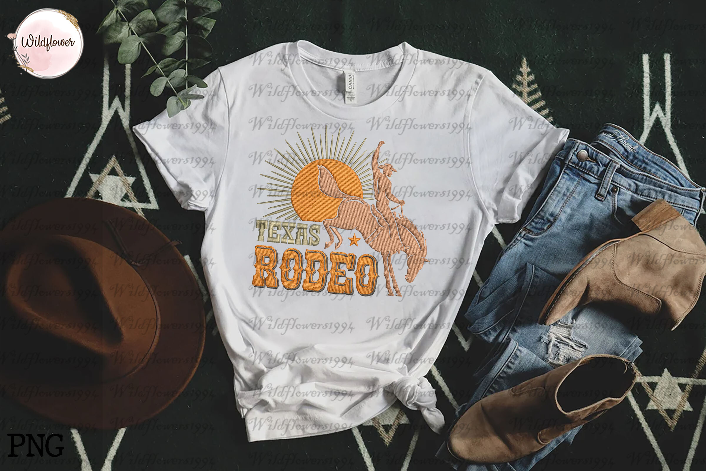 Texas Rodeo Embroidery Design