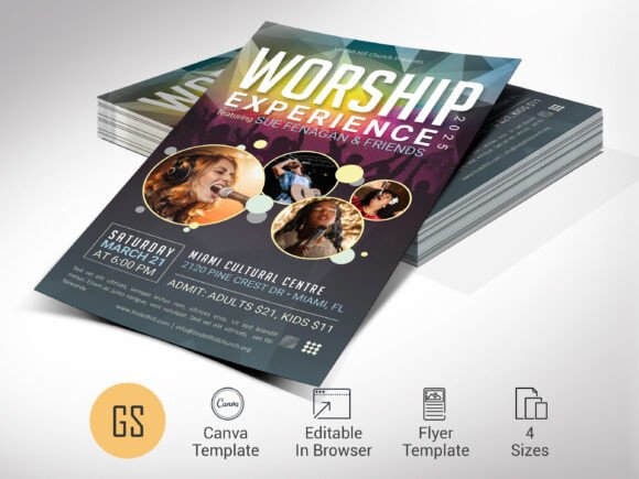 Worship Concert Flyer Template for Canva