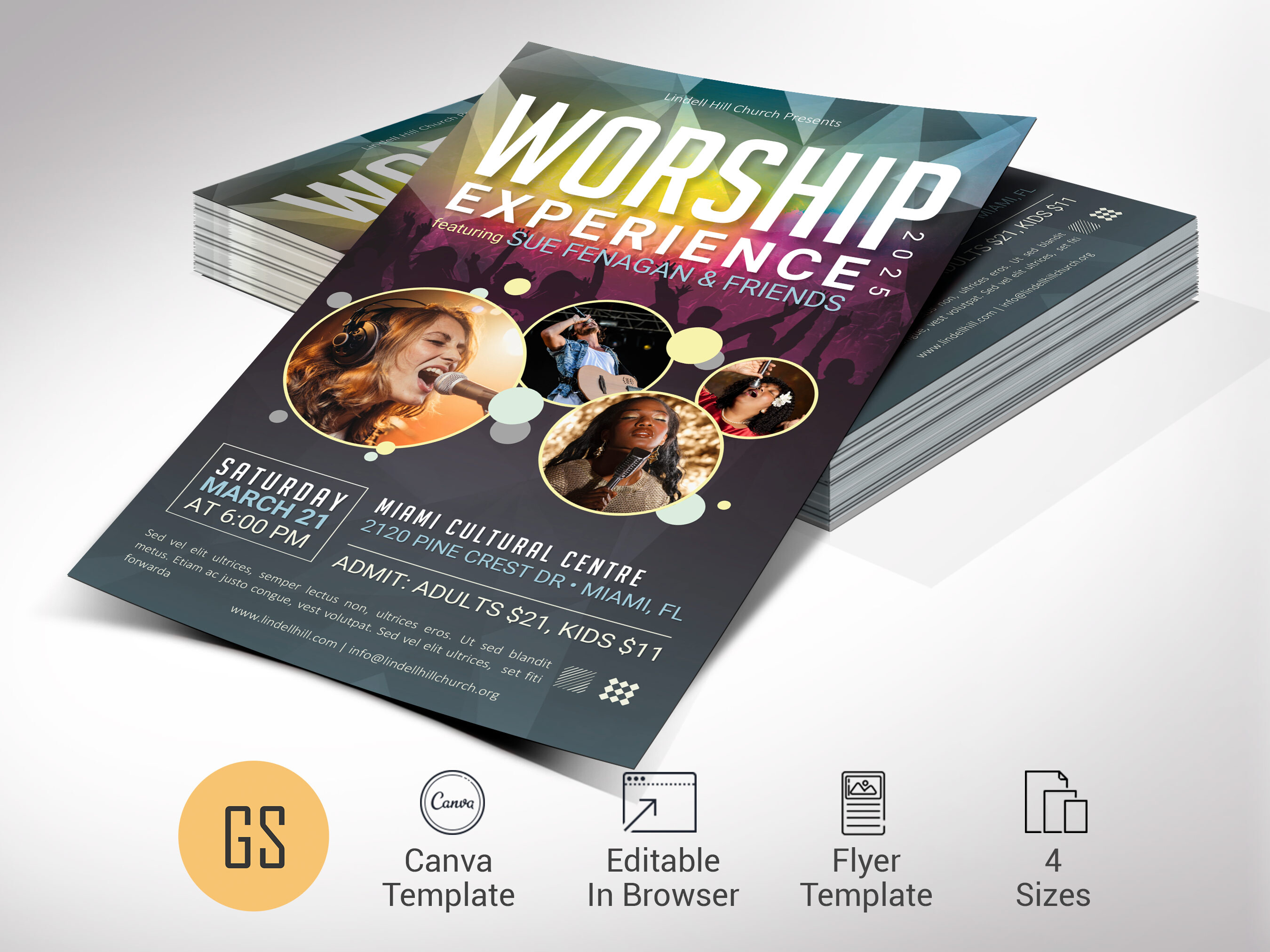 Worship Concert Flyer Template for Canva