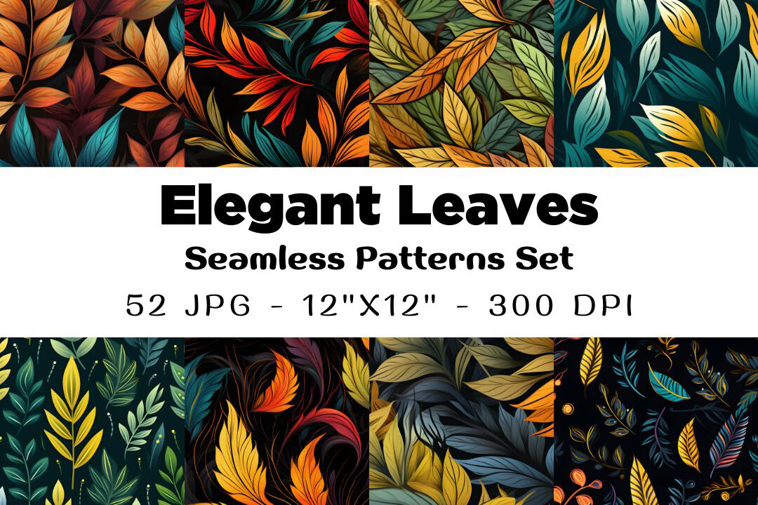 52 Elegant Leaves Seamless Pattern Graphic by BundleExpert · Creative ...