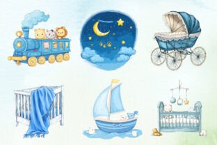 Blue Baby Boy Nursery Clipart Graphic by Graphics Bazar · Creative Fabrica