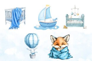 Blue Baby Boy Nursery Clipart Graphic by Graphics Bazar · Creative Fabrica