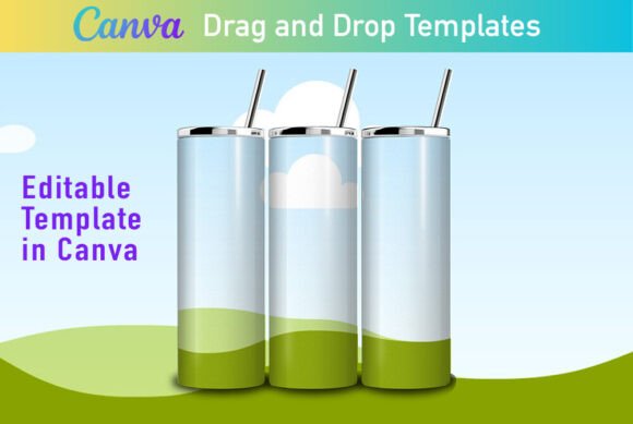 Canva Tumbler Drag and Drop Mockup, 20oz Graphic Canva By PixelTemplix