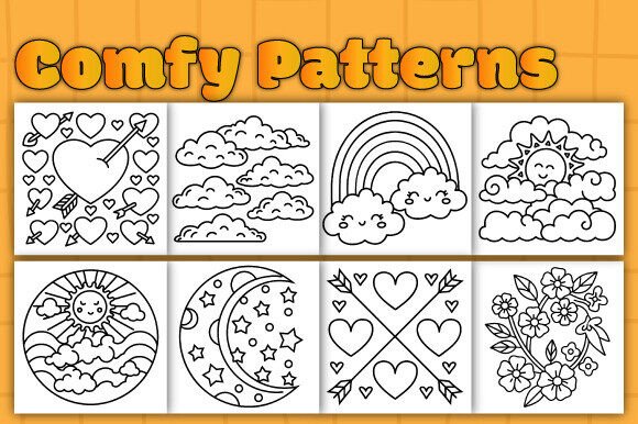 Comfy Patterns Bold Easy Coloring Pages