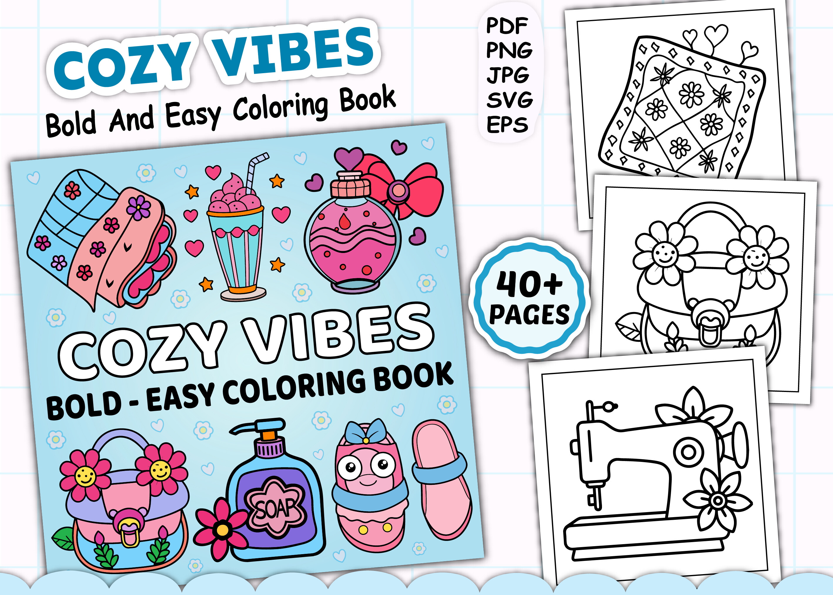 Cozy Vibes: Bold and Easy Coloring Book Graphic by PLAY ZONE · Creative ...