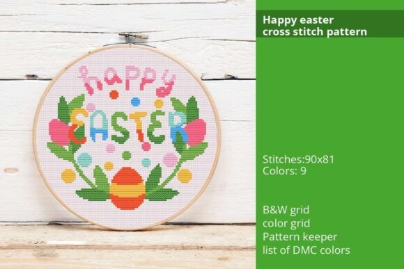 Happy Easter Cross Stitch Pattern