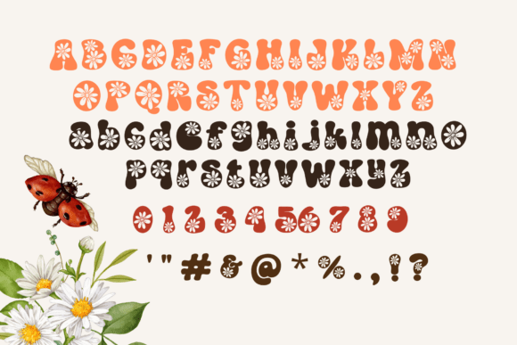 Retro Daisy Spring Font PNG with transparent background - Preview 1