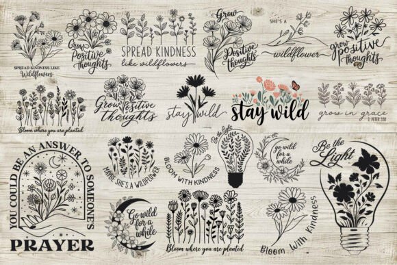 Wildflower Quotes SVG Bundle Cut File Gráfico Manualidades Por SvgDesignHouse