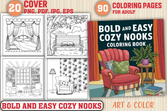 90 Bold & Easy Cozy Nooks Coloring Pages