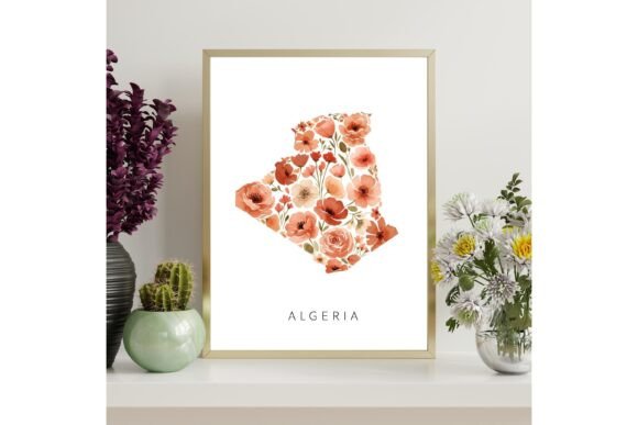 Algeria Floral Map Printable