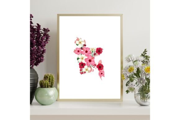 Bangladesh Floral Map Printable Wall Art