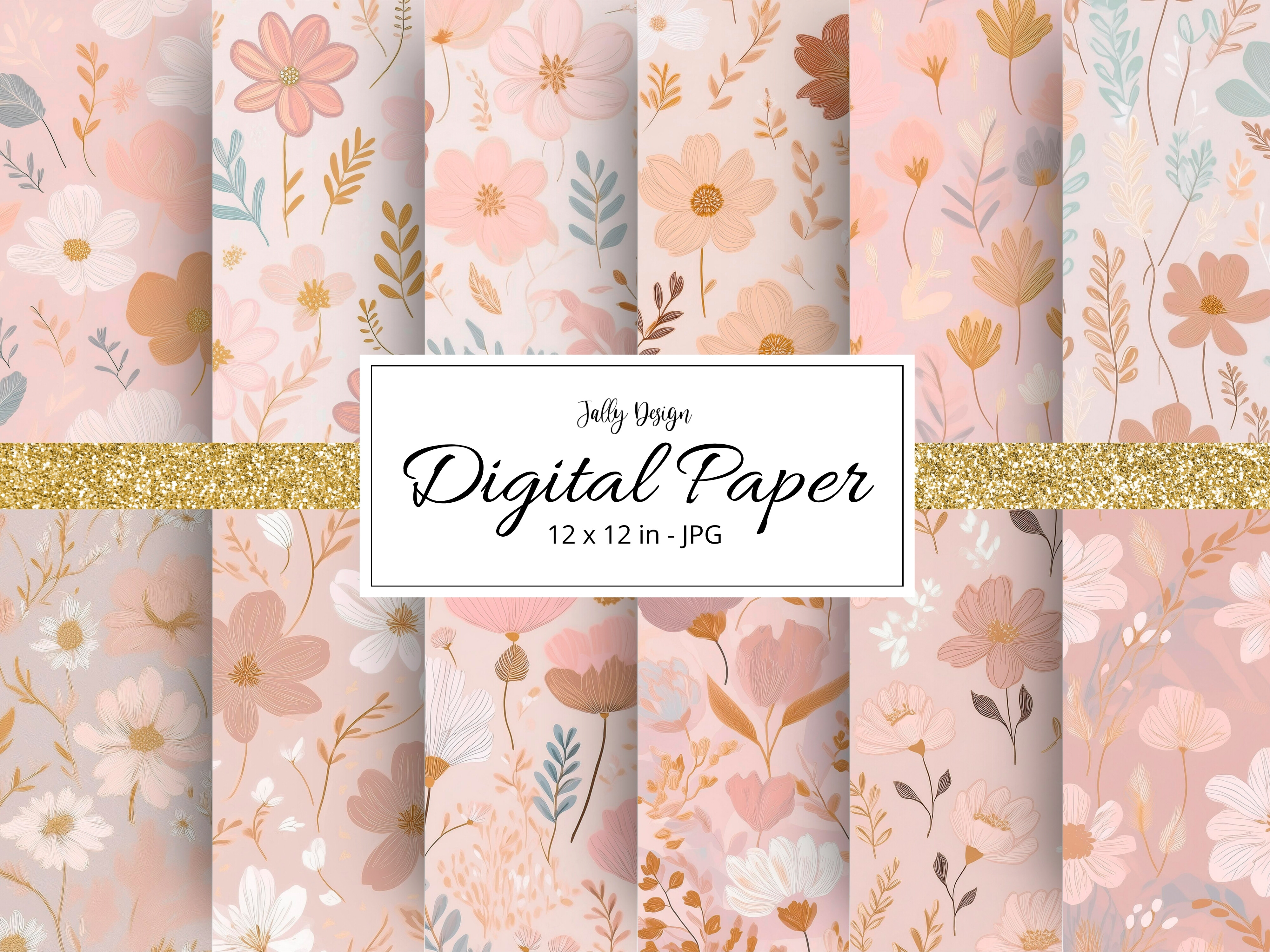 Boho Floral Digital Paper Collection Graphic by jallydesign · Creative ...