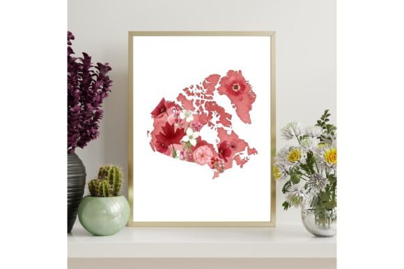Canada Floral Map Printable Wall Art