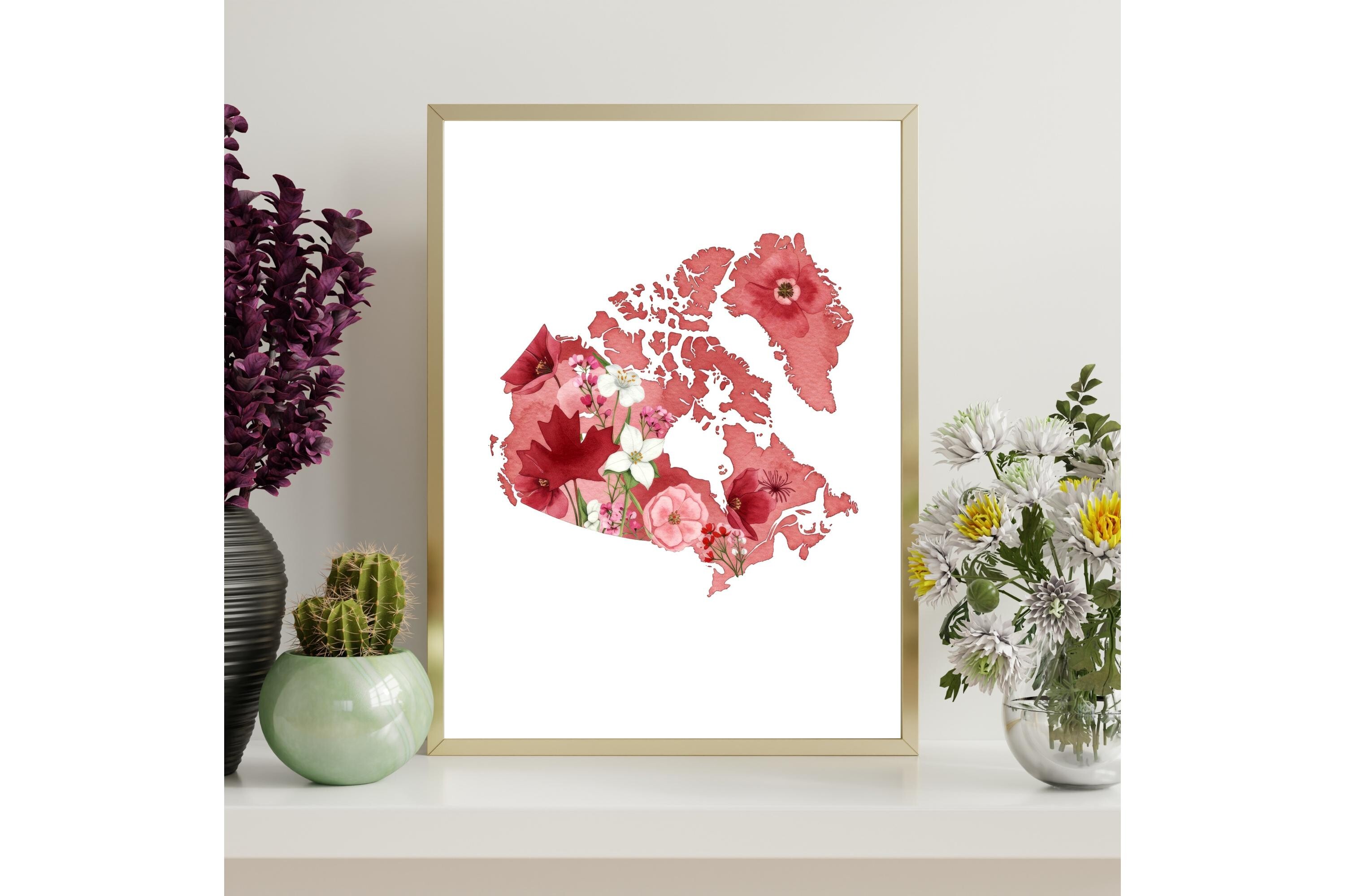 Canada Floral Map Printable Wall Art