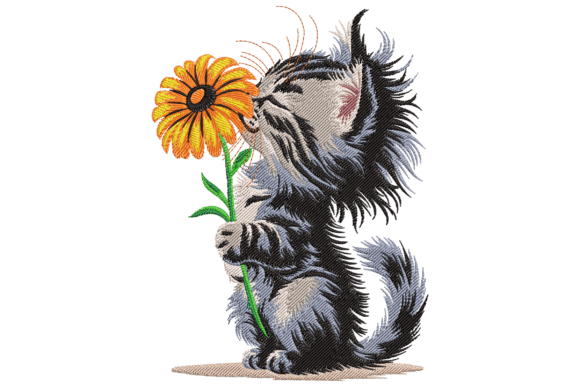 Cute Cat with Flower